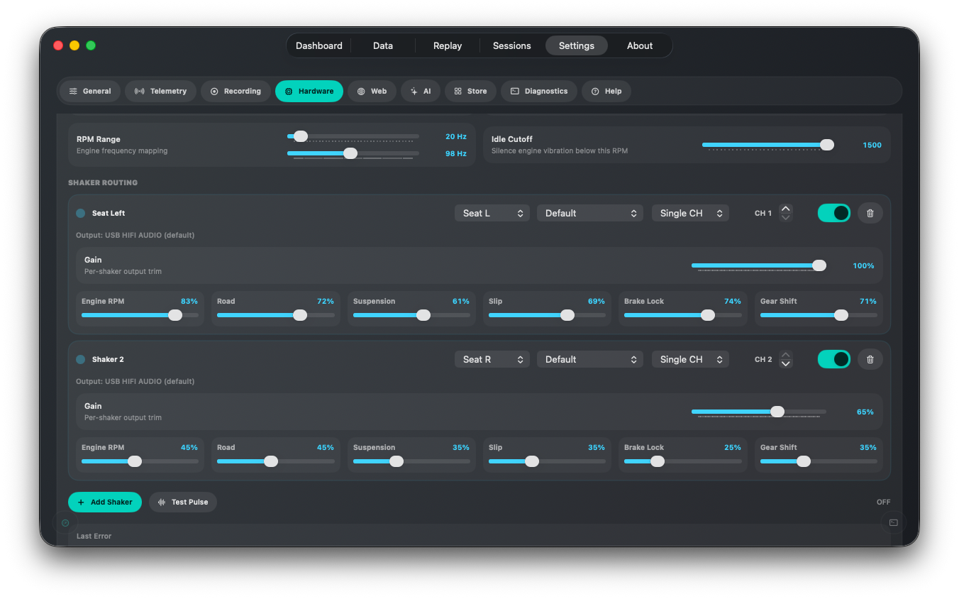 Bass Shakers Routing
