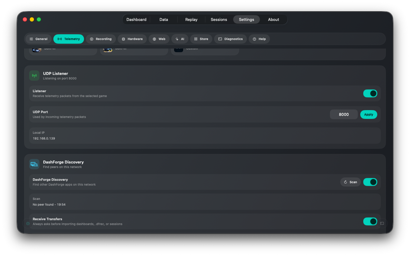 UDP Setup Listener
